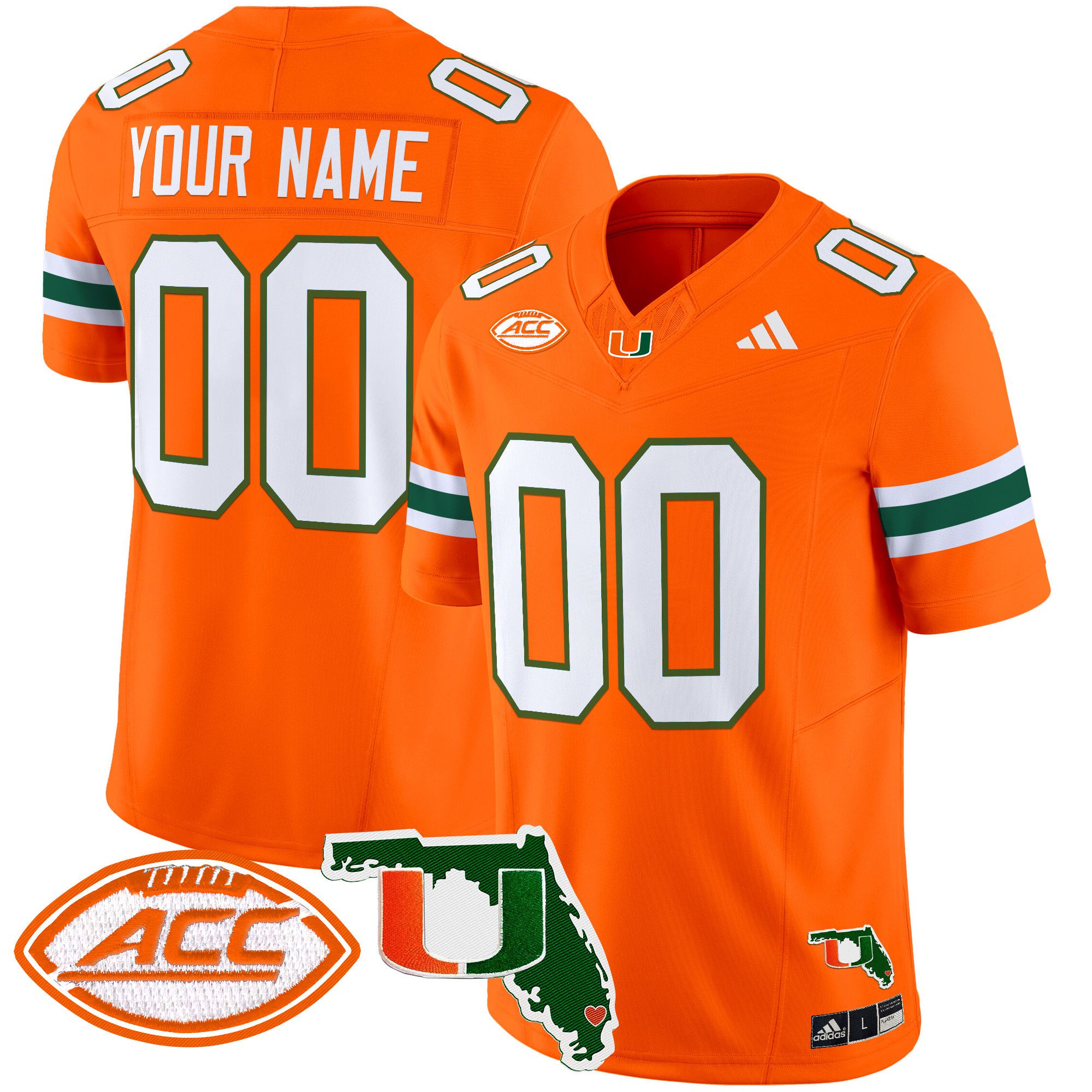 Men Miami Hurricanes Orange 2024 Florida Patch Vapor Limited Custom NCAA Jersey style 1